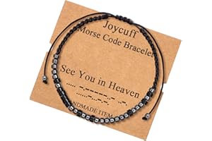 JOYCUFF Inspirational 𝐌𝐨𝐫𝐬𝐞 𝐂𝐨𝐝𝐞 𝐁𝐫𝐚𝐜𝐞𝐥𝐞𝐭𝐬 𝐟𝐨𝐫 𝐖𝐨𝐦𝐞𝐧 𝐌𝐞𝐧 Mothers Day Birthday 𝐂𝐡𝐫𝐢𝐬𝐭𝐦𝐚𝐬 𝐆𝐢𝐟𝐭𝐬 Mom Mother Father Daughter Aunt Grandmother Jewelry Cord Wrap Bracelet with Black Hematite Beads