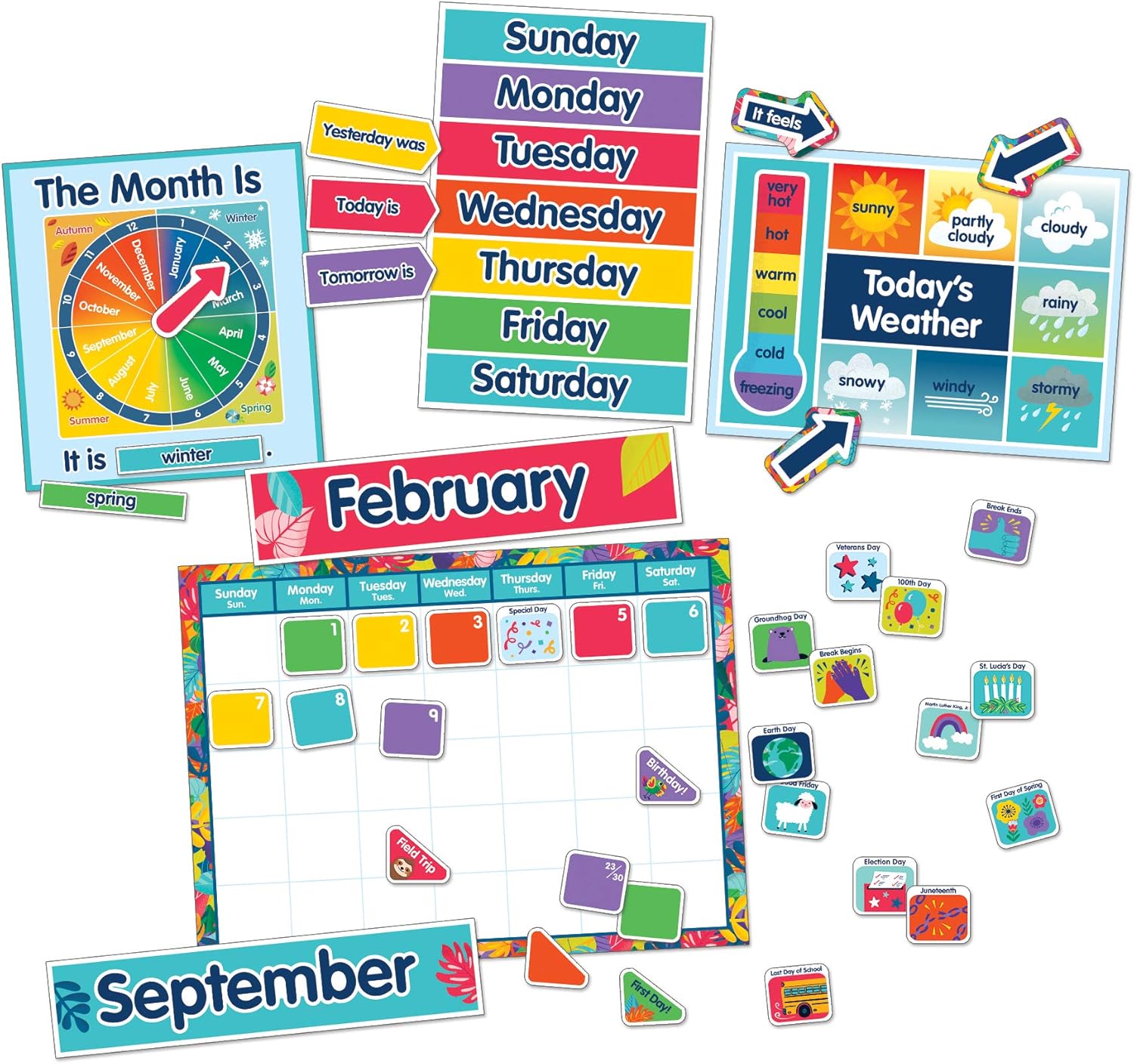 Amazon Com Carson Dellosa Education One World Calendar Bulletin Board Set 134 Pieces Office Products