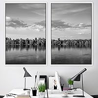 2 Piece Framed Canvas Wall Art Black and White Scenery Canvas Prints Home Artwork Decoration for Living Room,Bedroom - 16