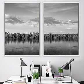 signwin 2 Piece Framed Canvas Wall Art Black...