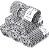 Moukeren 6 Pack Employee Appreciation Gifts Textured Thank You Blankets Bulk, 50 x 60 Inch Fuzzy Cozy Blankets with Inspirational Quote, Soft Flannel Throws for Teachers Nurses(Gray)