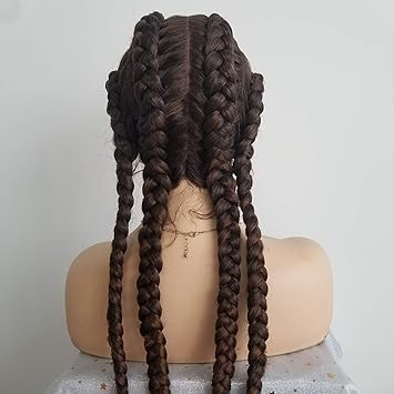 Serenewig Drag Queen Lot De 4 Perruques Tressees Marron Fonce Avec Cheveux De Bebe Perruque Frontale En Dentelle 2 Perruques Doubles Tressees Pour Femme Cheveux Longs Amazon Fr Beaute Et Parfum