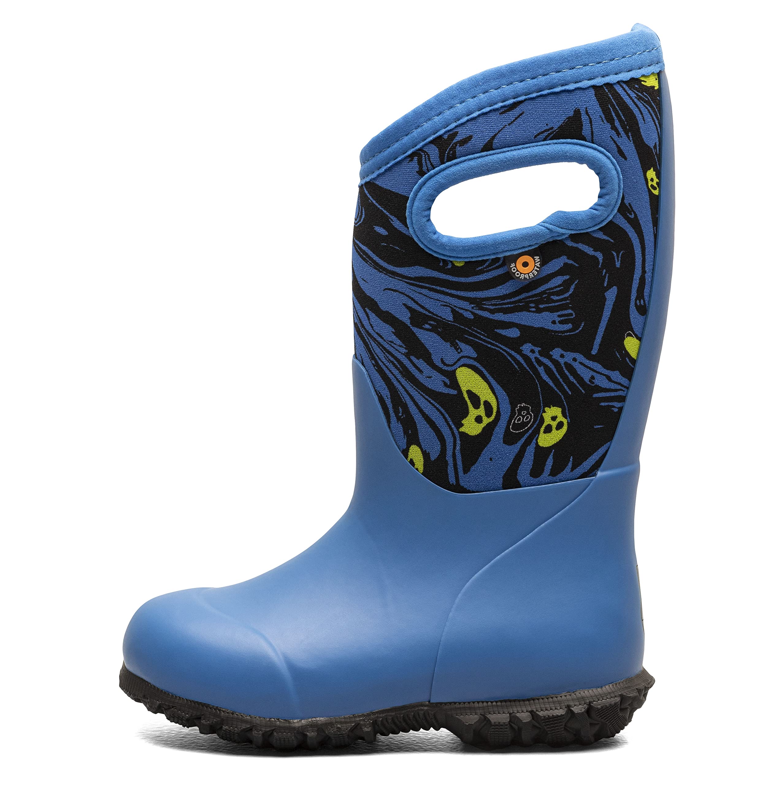Bogs Kids York Boys and Girls Waterproof Insulated Rubber and Neoprene Winter Rain Boot, Spooky Print - Blue, Size 8 Little Kid Image
