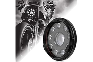 Rogue Rider Industries 5.75" Moto Illumination LED Headlight Compatible with Harley Davidson Dyna Street Bob Super Wide Glide Low Rider Night Rod Train Softail Deuce Sportster Iron 883 (Black)