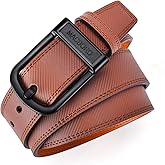 MACBORO Non Metal Tsa Approved Belt Nickel Free Hypoallergenic Plastic Buckle Travel Leather Belt 1.38"