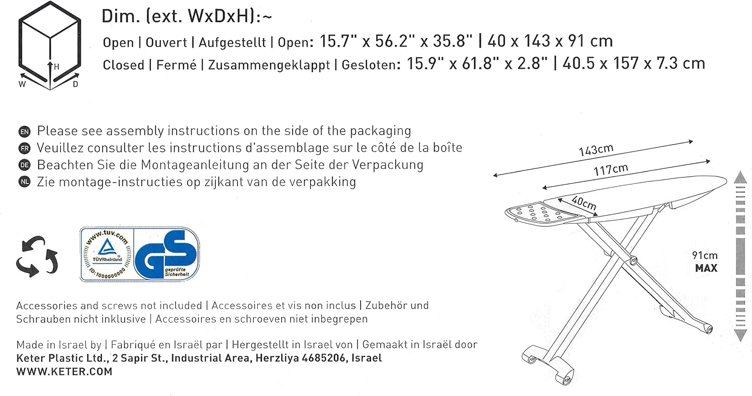 Super Saturday Ironing Board KETER Comfortable Folding Mechanism