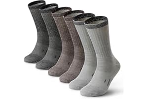 DG Hill 3 or 6 Pairs 80% Merino Wool Socks for Men and Women Warm Thermal Wool Socks For Hiking, Crew Style, Moisture Wicking