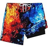 Aueyan Boys Swim Trunks with Compression Liner,Big Boy Bathing Suit Swimwear