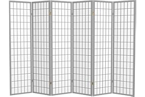 RED LANTERN Oriental Furniture 6 ft. Tall Window Pane - Special Edition - Grey - 6 Panels