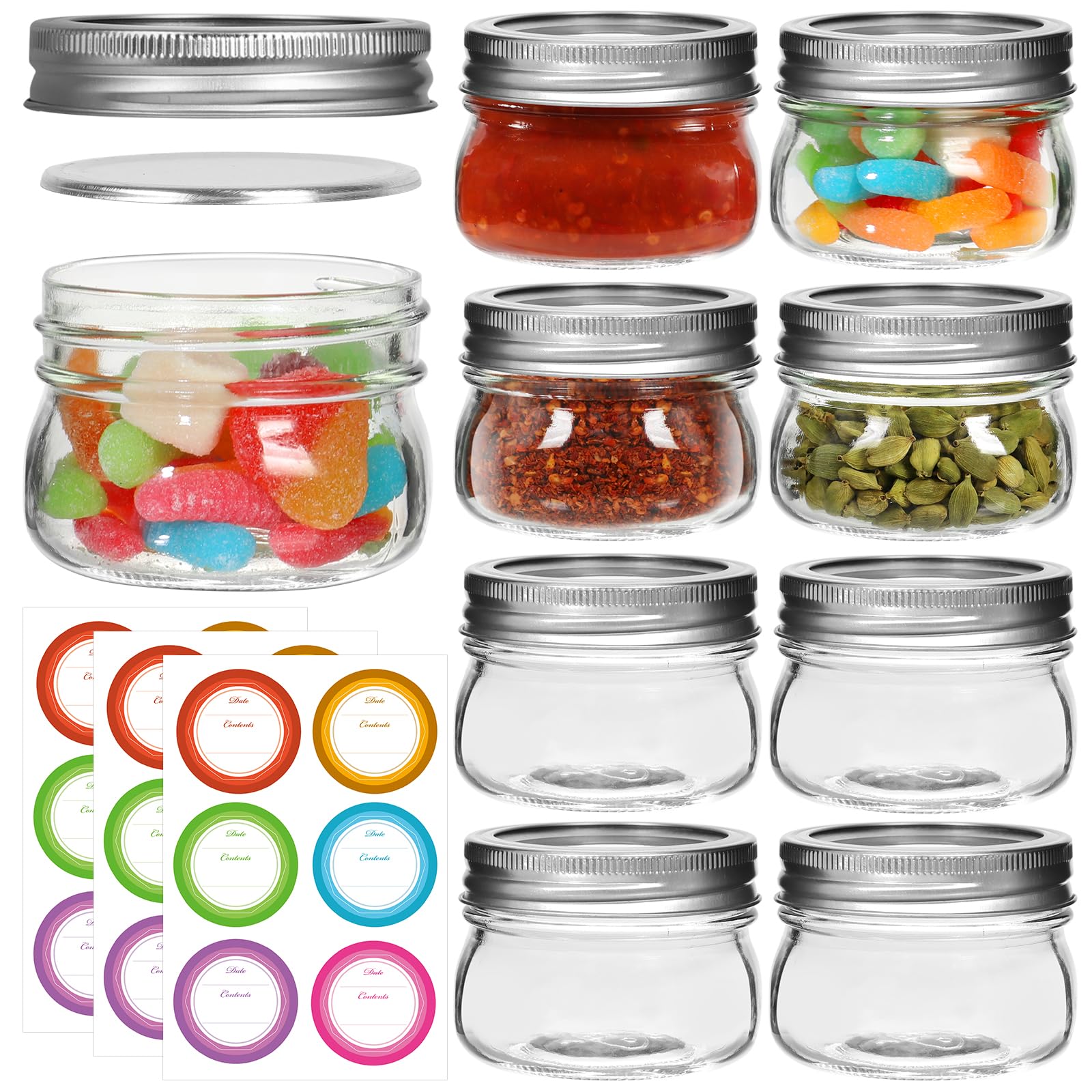 Photo 1 of AuroTrends 4 oz Mason Jars with Lids 8Pack, Small Mason Jars 4 oz- 4 oz Glass Jars with Lids/Canning Jars 4 oz for Canning and Preserving (4fl.oz/Set of 8)