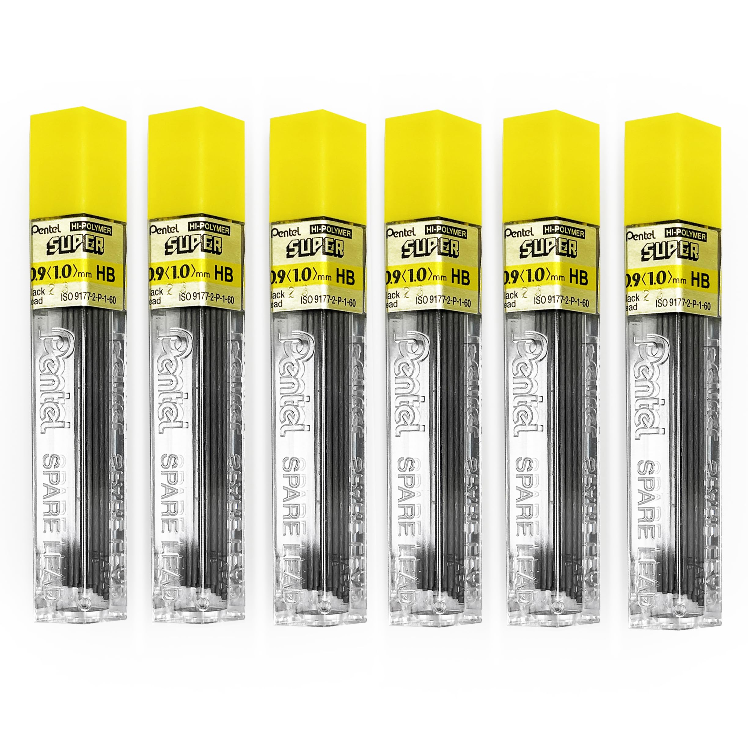 Pentel Super Polymer Refill Replacement Spare Leads for Automatic & Mechanical Pencils (Pack of 6, 0.9mm HB)
