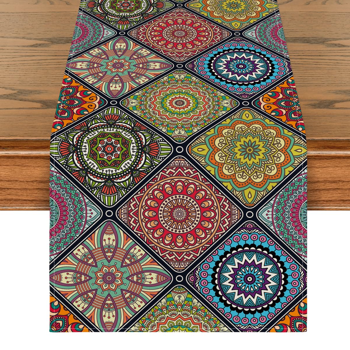 Artoid Mode Boho Vintage Geometric Moroccan Colourful Mandala Table Runner, Kitchen Dining Table Decoration for Home Party Decor 40x300 cm