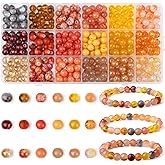 DUQGUHO 8mm Orange Beads for Jewelry Making Orange Glass Beads for Crafts Bracelets, Necklaces & DIY Crafts Glass Round Bead 360PCS