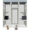 70” Catio Outdoor Cat Enclosure, Large Wood Cats House, Catio Window Cat Enclosure, Jumping Platform & 2 Napping Resting Box