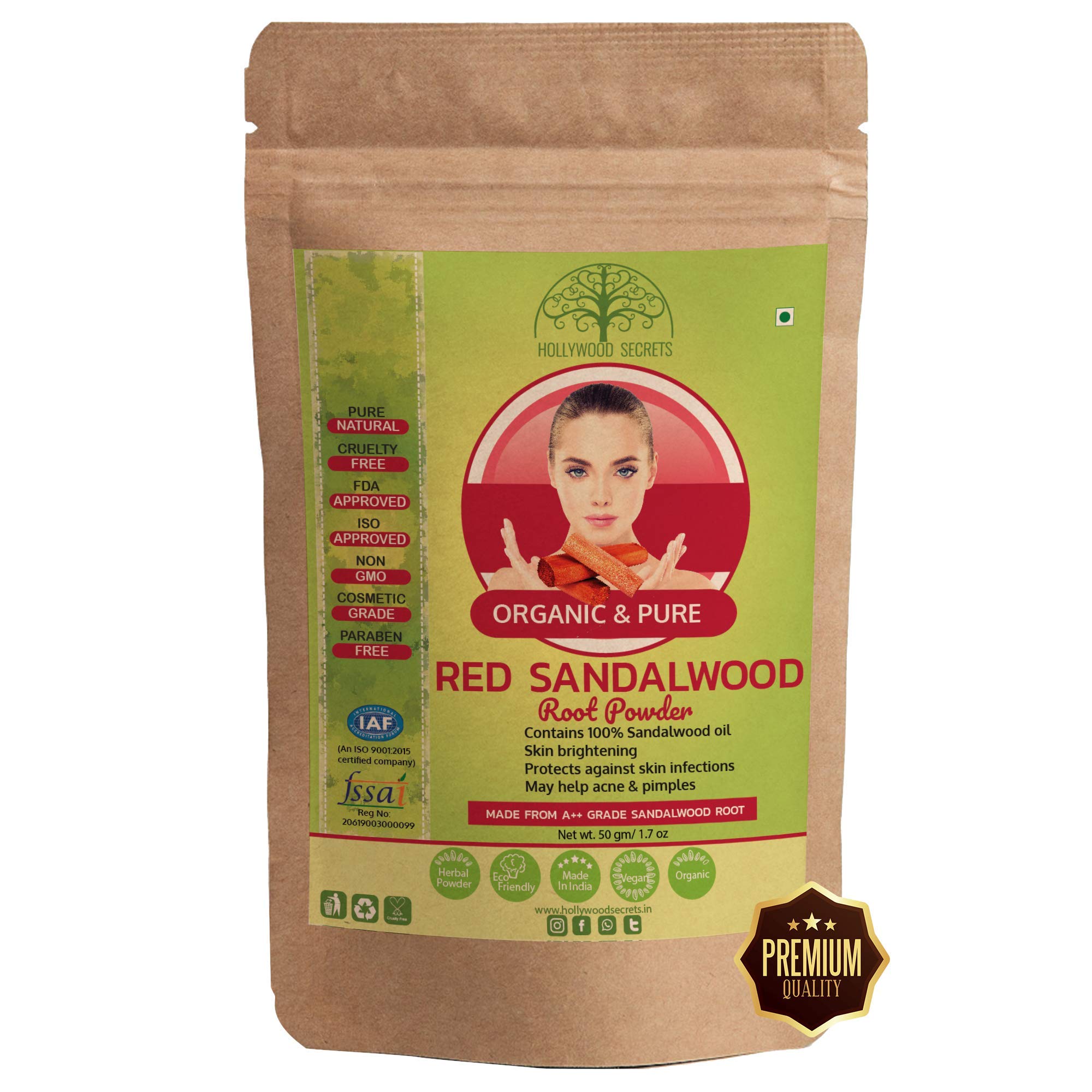 Hollywood Secrets Premium Organic Red Sandalwood Powder With 100 Sandalwood Oil 50 Gm Buy Online In Bahamas At Bahamas Desertcart Com Productid