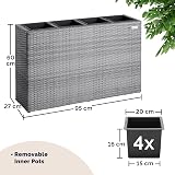 CASARIA Flower Box Large Tall Rattan Pot Planter 95x27x60 cm Grey view 3
