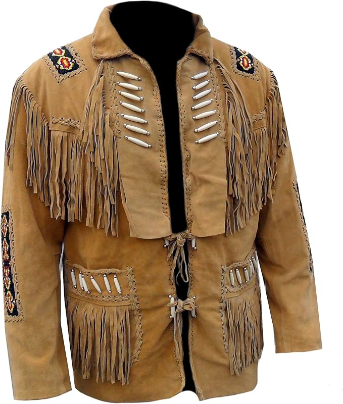 Classyak Herren Westernjacke mit Fransen aus Knochenleder Amazon.de