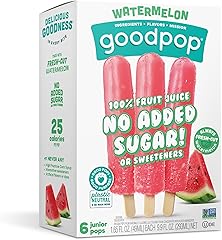 GoodPop - Watermelon Ice Pops - 100% Fruit Juice, No Artificial Dyes or Flavors, No Added Sugar, 6 Count