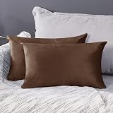 Deconovo Set of 2 Crushed Velvet Cushion Covers 30x50 Chocolate