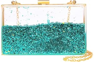 JeVenis Magical Transparent Sequins Clutch Purse Evening Handbag For Party Prom Bride