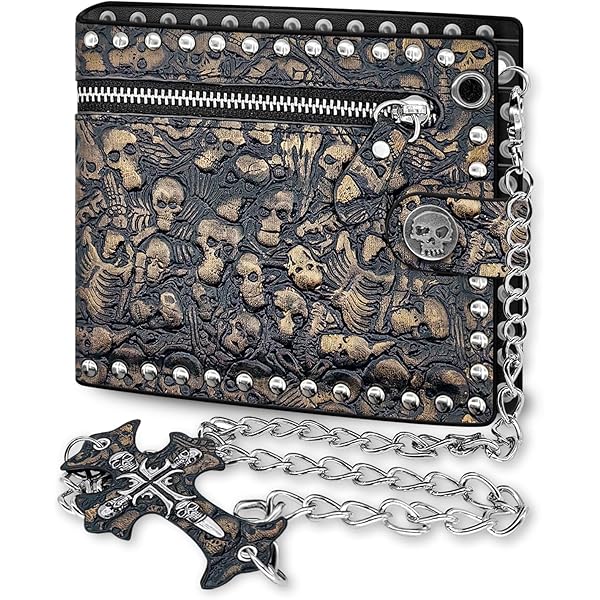 Amazon.com: HeiBai Xiong Punk Biker Wallet With Chain Goth