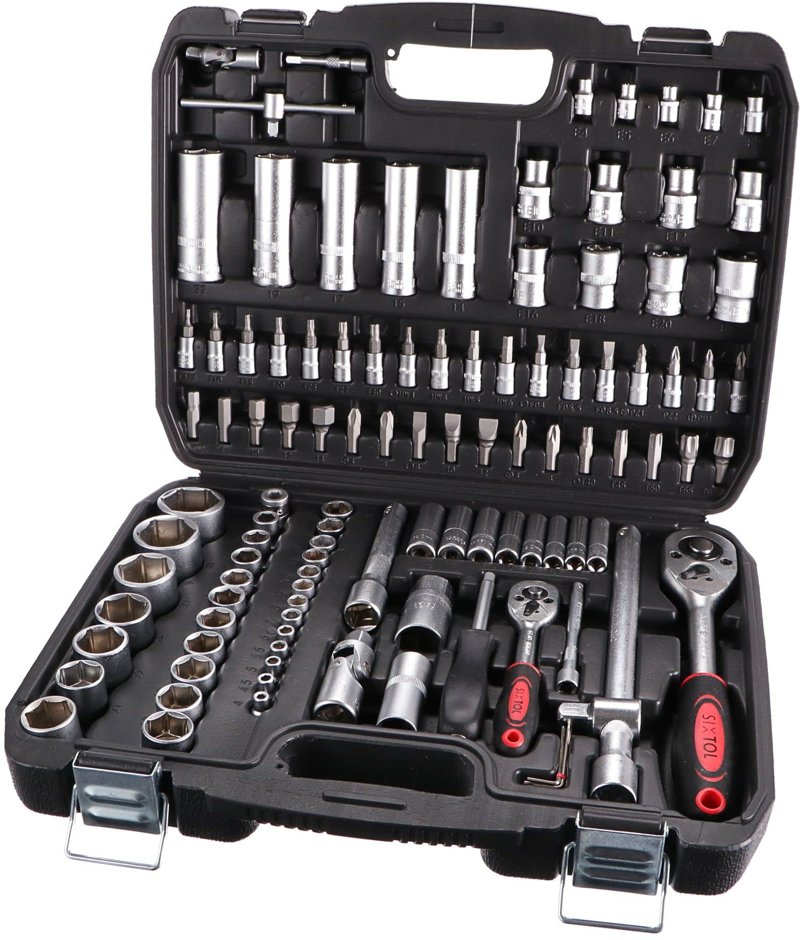 SIXTOL Tool Set 108 Socket Set 108pcs | Garage Tools | Ratchet Set | Tire Change | in a Case | Carbon Steel