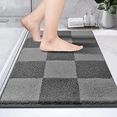 PURRUGS Bathroom Rug Non-Slip Machine Washable 20" x 30", Super Absorbent and Quick-Dry Bath Mat, Extra Soft and Plush Bath Rug for Shower, Bathtub and Sink, Grey & Dark Grey