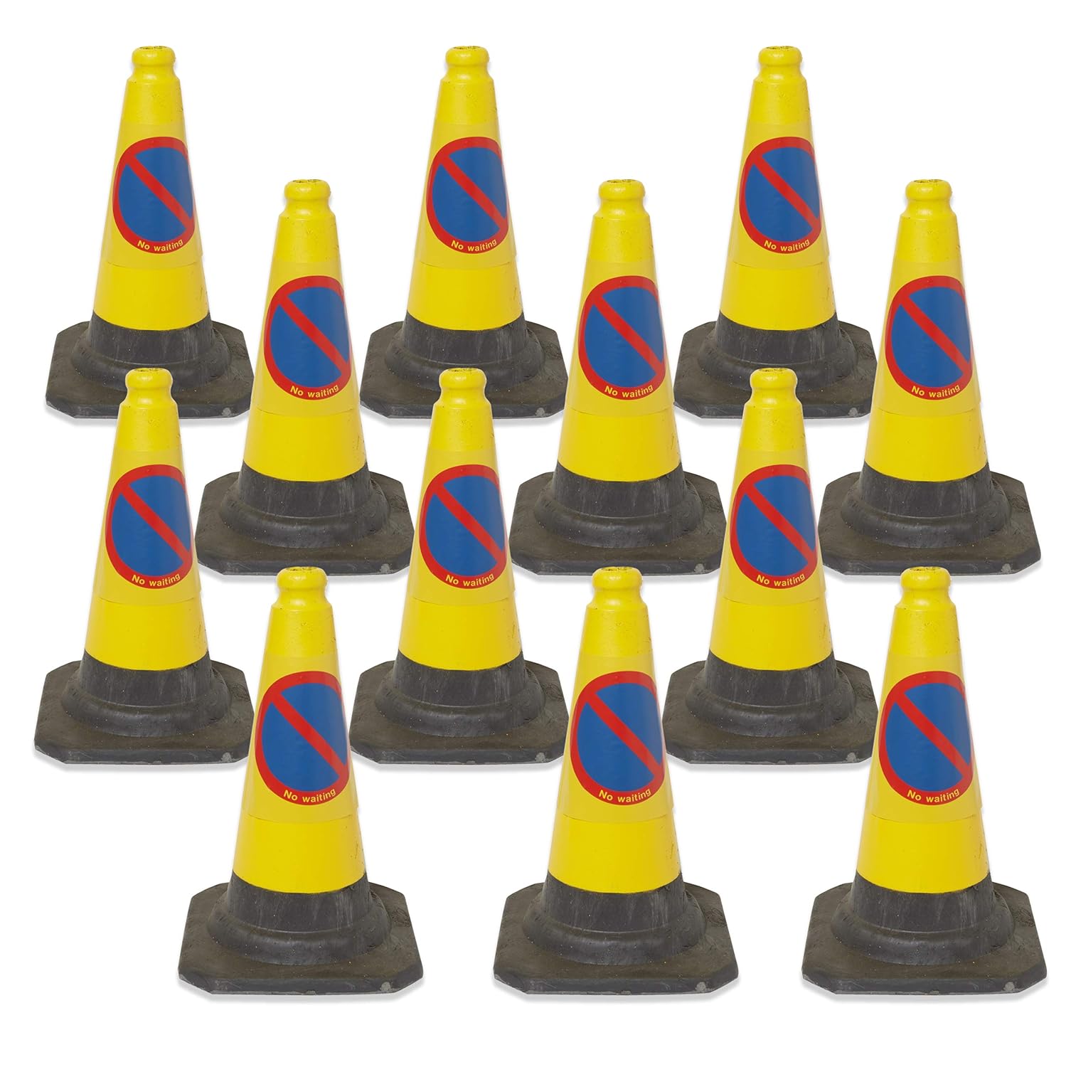 (PACK OF 12) No Waiting Traffic cones 18" (450mm) Self weighted safety