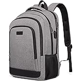 CLUCI Laptop Backpack for Men Women School Backpack College Bookbag for Men Water Resistant Travel Work Backpacks Fits 15.6" Laptop Business Computer Bag with USB Charging Port Grey
