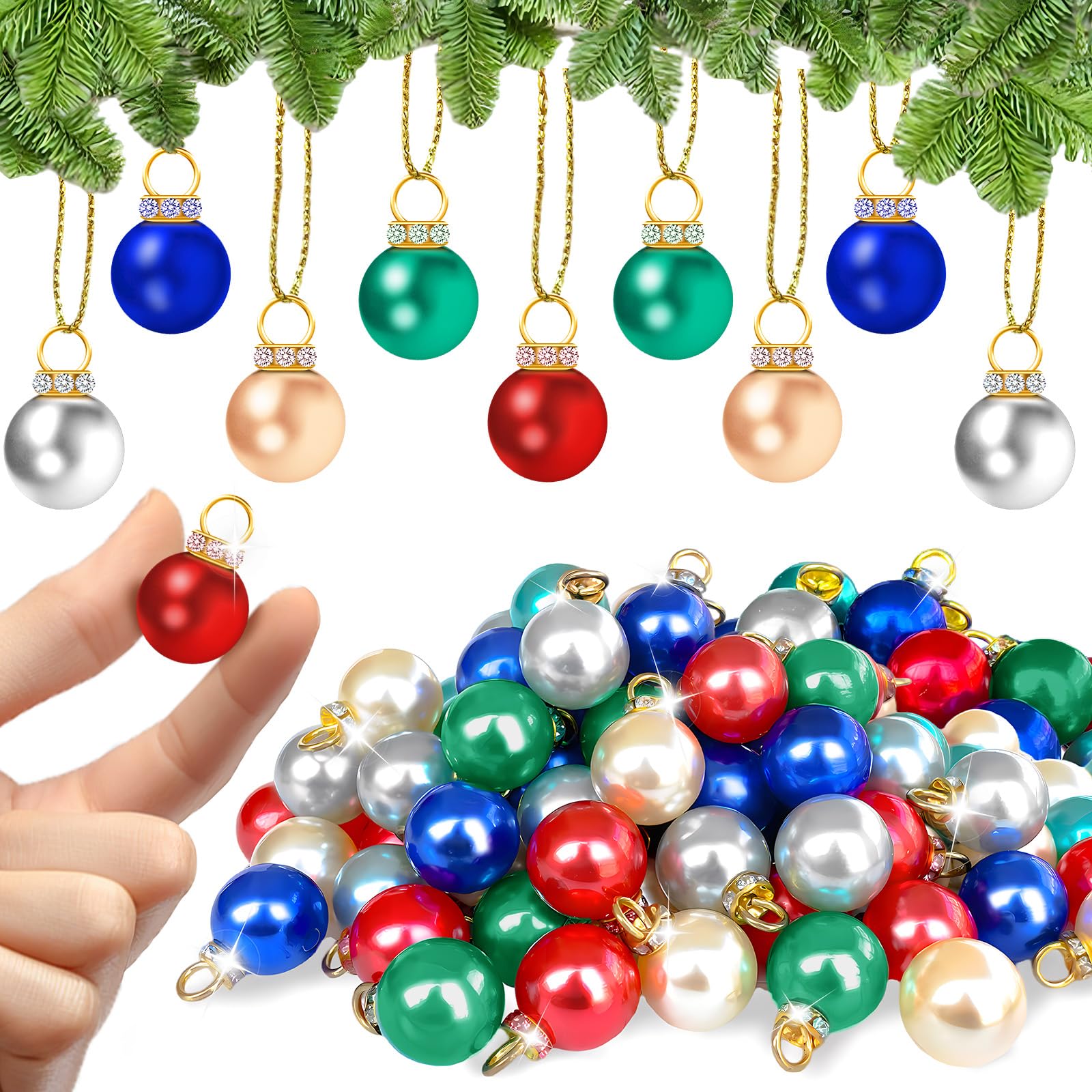Photo 1 of 100 Pcs Christmas Ball Ornaments,Mini Glitter Multicolor Christmas Ball,Xmas Tree Hanging Decorations Pendants for Party,Decor,Outdoor,Indoor,DIY,Craft,Holiday Supply,Gift Fillers,0.6"/16mm