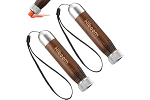 Hiboom 2 Pack Crayon Holder for 1/2'' Round or Hexagonal Marking Crayons, Wood Lumber Crayon Holder with Metal Chuck, Metal Caps and Nylon lanyard, Walnut Handle