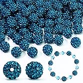 Dowarm 110PCS 10MM Rhinestone Beads for Jewelry Making, Round Polymer Clay Crystal Beads for Crafts Bracelet Necklace Earring Beaded Pen, Fancy Shamballa Disco Ball Diamond Bead
