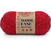 Lion Brand Yarn, Wool-Ease Recycled Crochet Yarn, Red, 1 Pack | Recycled Worsted Weight Wool Acrylic Blend Knit &amp; Crochet Fiber for Warm Blankets, Cozy Sweaters, Fall &amp; Winter Hats