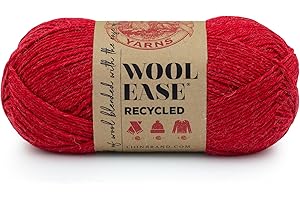 Lion Brand Yarn Wool-Ease Recycled Light Worsted-Weight Yarn for Knitting and Crochet, Red, 1 Pack, Wool and Acrylic Blend Fiber Perfect for Scarves, Hats and Blankets, 196 Yards