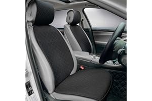 BOPUOVRE Linen Car Seat Covers Front Seat Covers Breathable Cloth Fabric Car Seat Protector - Universal Fit for Cars, Vans, SUVs, Trucks - 2 Units - Black