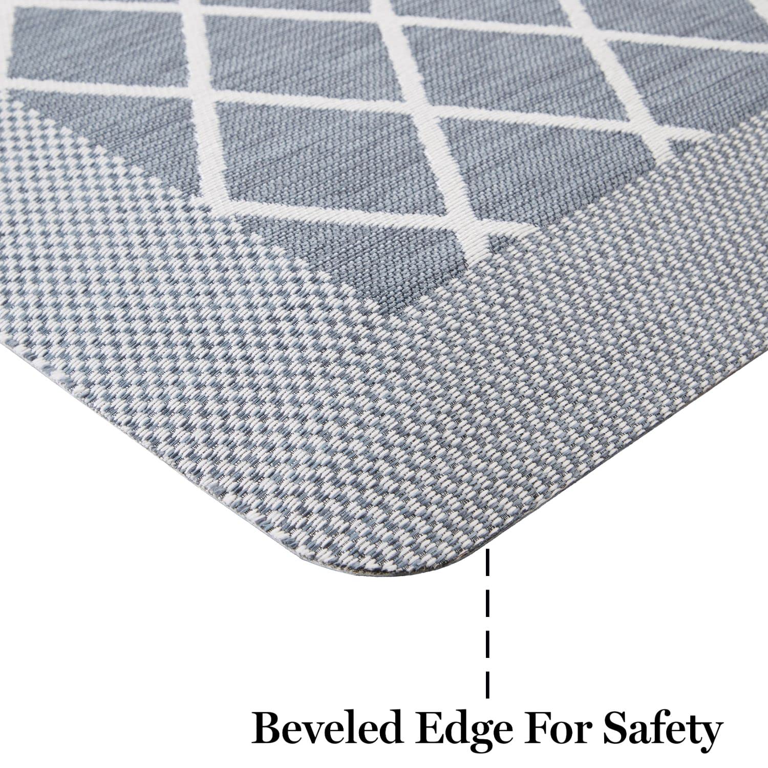 Martha Stewart Miles Modern Diamond Anti-Fatigue Air-Infused Kitchen Mat, Blue, 19.6