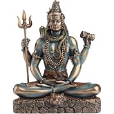 Veronese Design 6 1/4 Inch Lord Shiva in Lotus Pose Hindu God Destroyer of Evil Resin Statue Bronze Finish