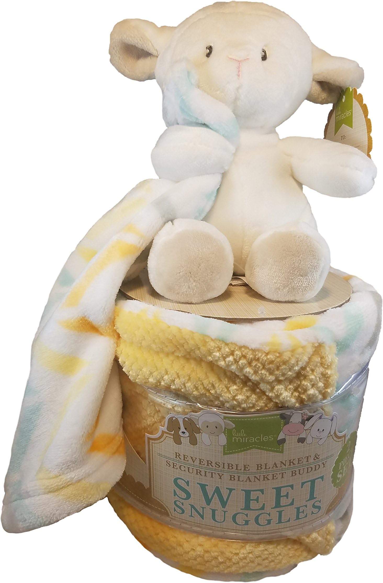 Baby Plush Sweet Snuggles 2 Piece Reversible Balnket and Security Blanket Buddy