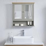 Bath Vida Priano 2 Door Mirrored Wall Cabinet Grey Oak H58 W56 D13 cm view 2