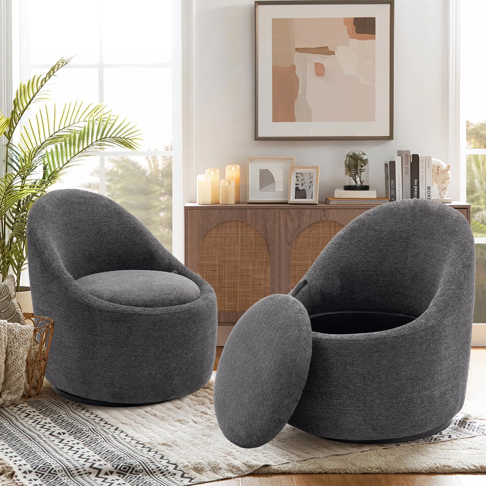 COLAMY Swivel Accent Chair Set of 2, 360° Swivel