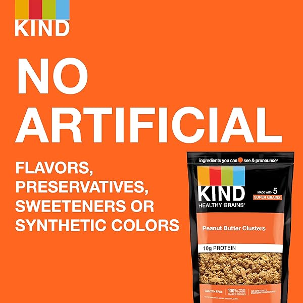 KIND HEALTHY GRAINS GRANOLA, PEANUT BUTTER CLUSTERS, GLUTEN FREE, HEALTHY SNACK MIX, 10G PROTEIN, 11OZ, 1 COUNT
