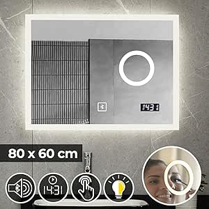 NOVA - Espejo rectangular de baño LED retroiluminado, pantalla táctil