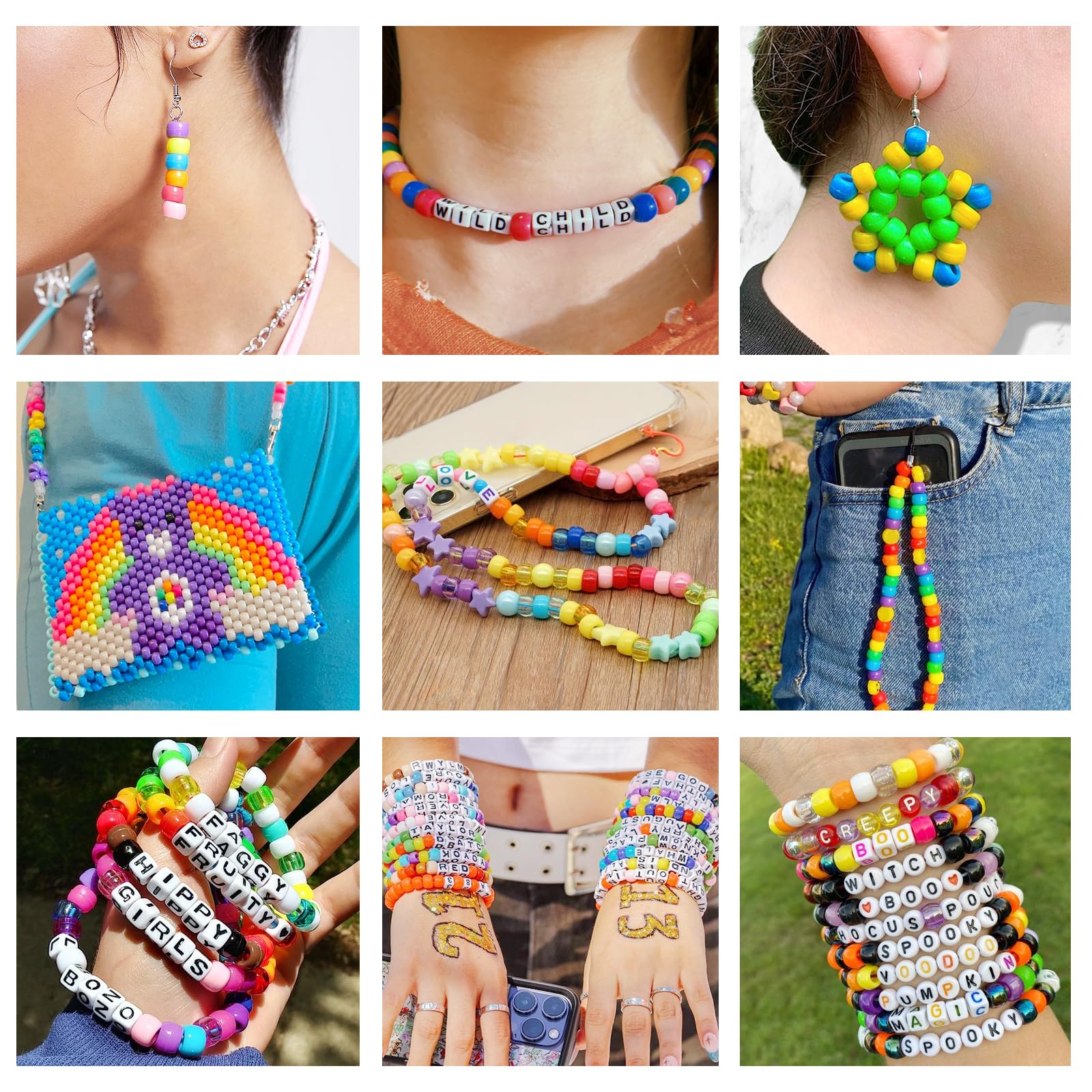 Redtwo 96 Colors Pony Beads for Bracelet Making Kit, Rainbow Kandi Beads Bulk Hair Beads Friendship Bracelet Kit, Craft Gifts Set for Girls