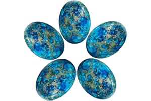 TUMBEELLUWA Sea Sediment Jasper Oval Stone Cabochons Flatback Semi-precious CAB for Jewelry Making Pack of 5