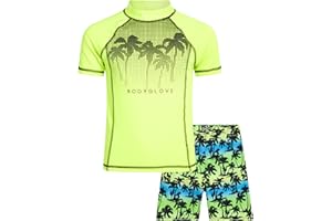 Body Glove Boys Swim Set - 2 Piece Boys Swim Trunks with Rash Guard UV Protection Swimsuit Kids Bathing Suits (Sizes 4-12)