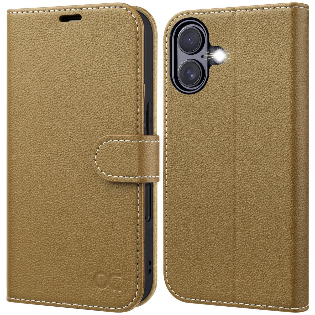 OCASE for iPhone 16 Case, PU Leather Wallet, Magnetic Flip Folio Cover with RFID Blocking, Card Holders, Shockproof TPU, and Kickstand for 6.1 Inch iPhone 16 (2024), Bronze