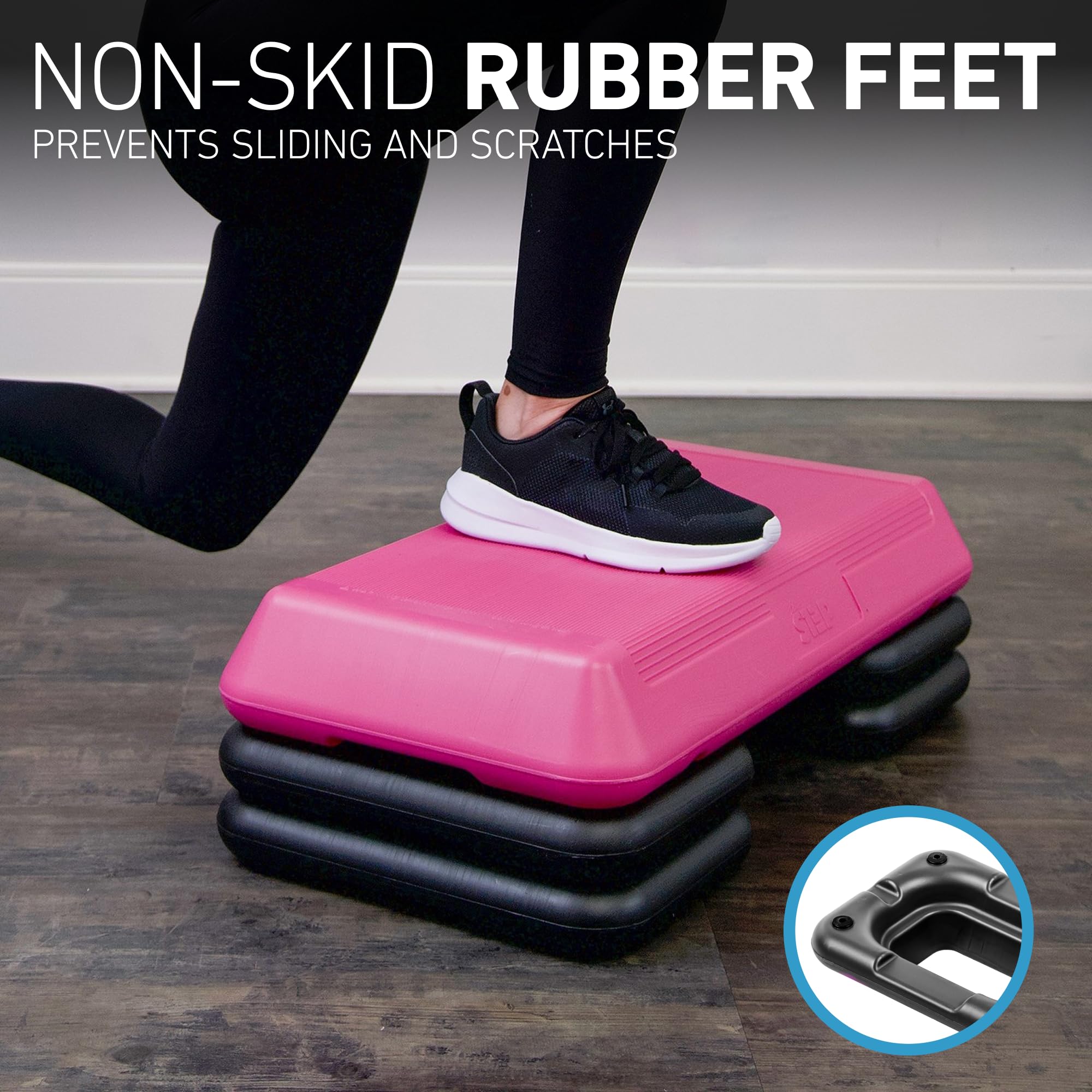 Freestyle STEP Exercise Step Platform, Circuit Size Stepper for Exercise at Home with 2 Risers