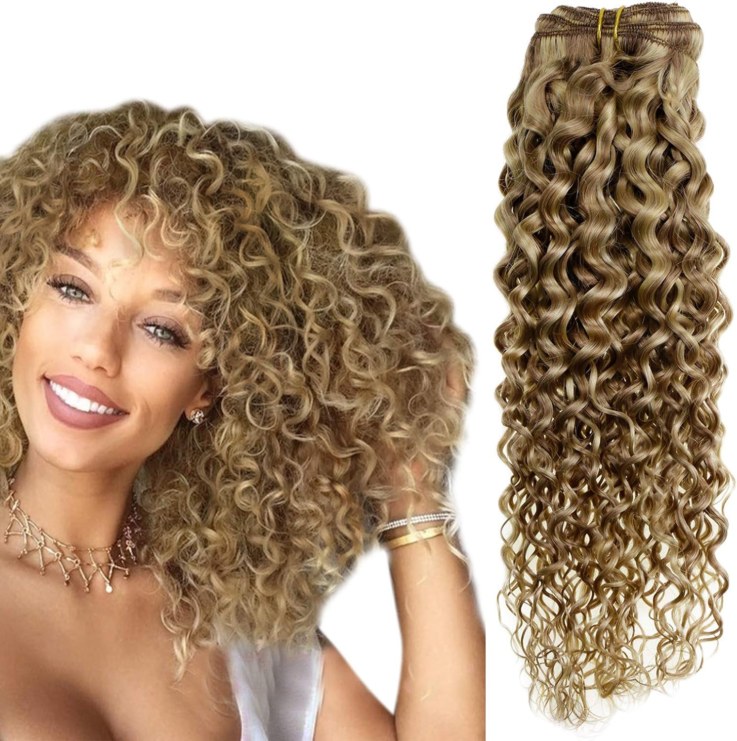 Hetto Curly Clip in Hair Extensions Real Human Hair Natural Wavy Clip Extensions Invisible Clip