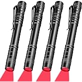 Tuanse 4 Pcs Red Light Flashlight LED Single Mode Torch for Night | Portable Compact Pen, Light Bright Torch, Clip Design, Night Astronomy, Aviation Observation, Safe Beach