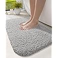 DEXI Bathroom Rug Mat, 2x1.4, Non Slip Washable Absorbent Microfiber Mats, Thick Soft Floor Shower Rugs for Bath Accessories Decor, 24"x16", Grey